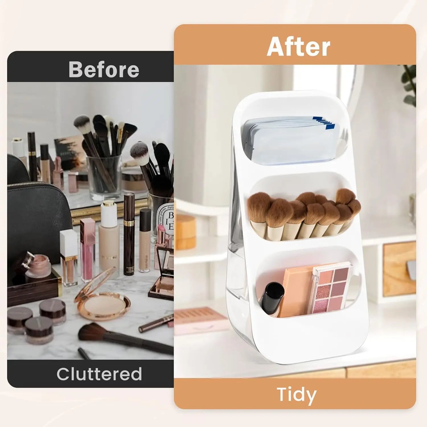 Makeup Tool Storage Rack Step Design Large Capacity Cosmetic Organizer for Skincare Makeup Brushes Lipsticks
