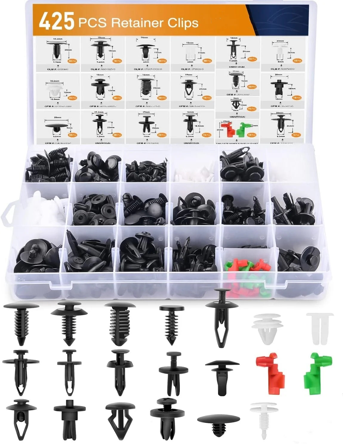 426-120Pcs Car Body Retainer Clips Set Tailgate Handle Rod Clip Fastener Remover Auto Push Pin Rivets -Door Trim Panel Clips