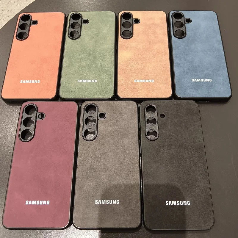 For Samsung Galaxy A57 A56 A55 A37 A36 A35 A26 A16 A15 A25 A17 5G Case Luxury Sheepskin Leather Shell Plain Lambskin Cover Coque