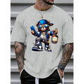 Men's Summer 100% Cotton Fashionable Casual Loose Large Size Cartoon  Printed Sports Round Neck Short Sleeve T-shirt Top