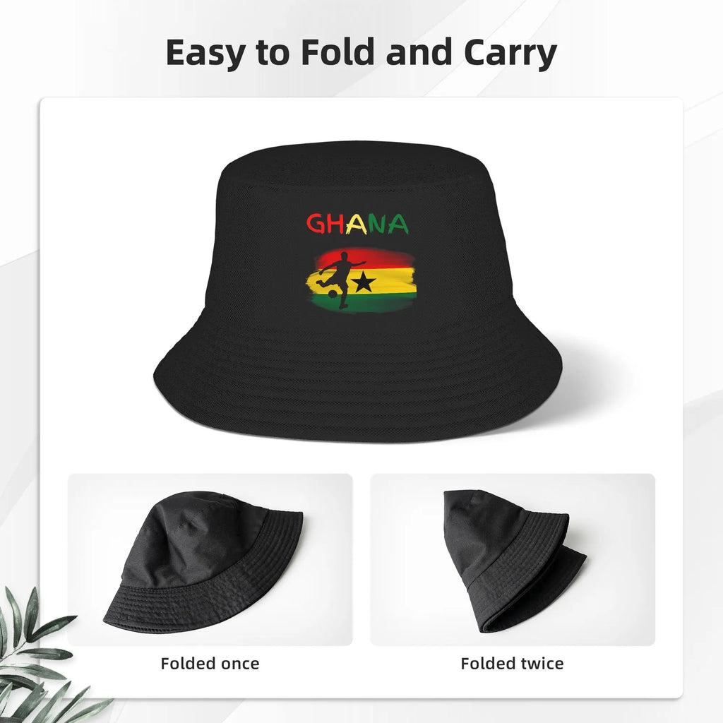 Unisex Ghana National Soccer Team  Bucket Hat  Foldable Fisherman Hats Spring Fashion Hunting Caps Streetwear Graphic Visor Hat