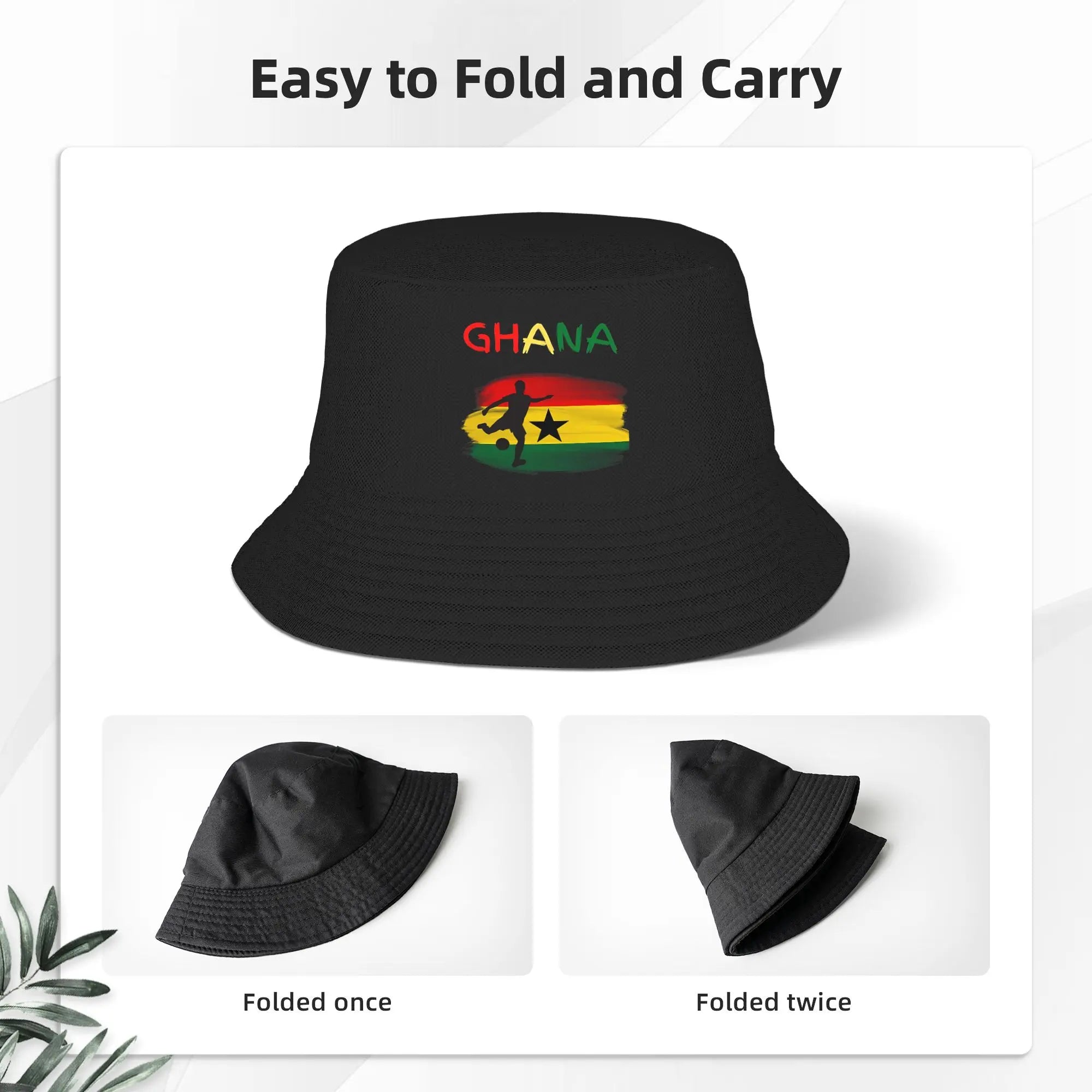 Unisex Ghana National Soccer Team  Bucket Hat  Foldable Fisherman Hats Spring Fashion Hunting Caps Streetwear Graphic Visor Hat