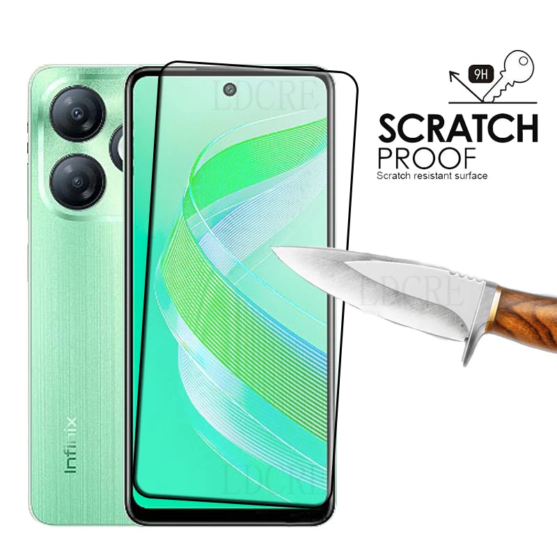 4Pcs For Infinix Smart 8 Glass Infinix Smart 8 Tempered Glass Protective Full Cover Glue HD 9H Screen Protector Infinix Smart 8