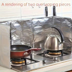 Foldable Aluminum Foil Oil Splatter Guard for Gas Stove, Kitchen Anti-Splash & Heat Insulation Baffle, Overflow Protection