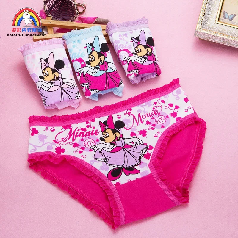 4Pcs/pack Cartoon New Mickey Mouse Children's Panties Classic Cute Minnie Mickey Mouse Cartoon Girls Cotton Briefs Gifts
