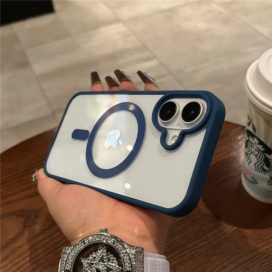 Luxury For Magsafe Transparent Case For iPhone 17 16 15 14 13 12 11 Pro Max Mini 17 Air Magnetic Wireless Charge Bumper Cover