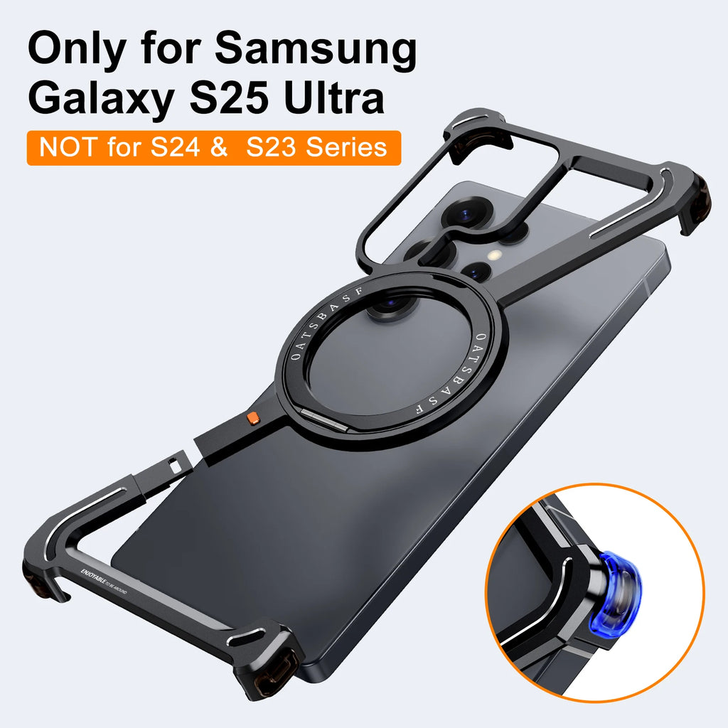 Eary Z Shape Minimalist Phone Case For Samsung Galaxy S25 S24 Ultra With 360 Rotatable Magnetic Stand Shockproof Slim Case 2025