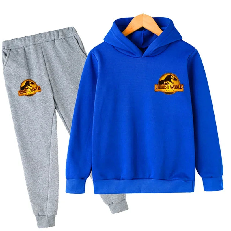 Kids Jurassic World  Children Dinosaur Hoodies Pants Set  Fashion Pullovers Clothes Boys Girls Dominion Sweatshirts Hooded Suit
