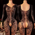Lace Bra One-Piece Set Crotchless Lingerie Women's Curve Jumpsuit Hot Open Bras Body Stockings Halter Neck See-through Underwear