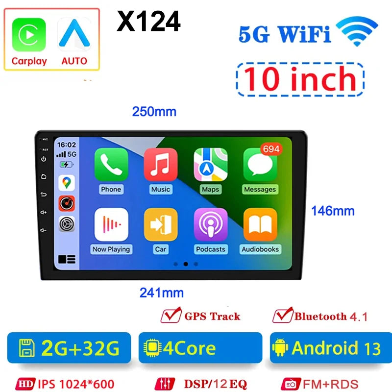 7 9 10”Android 13 64G Multimedia 2Din Car Radio Carplay Auto Player GPS Navigation for Toyota Hyundai Nissan Kia LADA FIAT VW