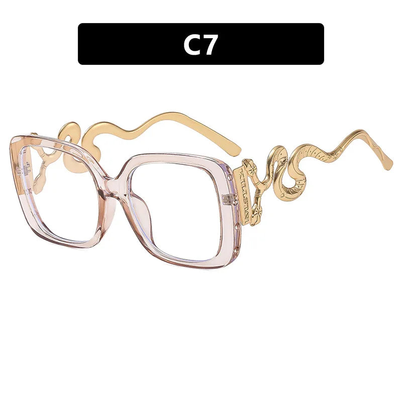 Oversize Snake Designer Frame Anti Blue-Ray Glasses For Women Classic Luxury Brand Ladies Casual Glasses UV400