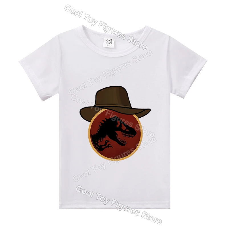 Jurassics World Series T-shirt Summer Hot Dinosaur Park Boys Girls Short Sleeve Top Trend Kids Base Clothes Birthday Gift