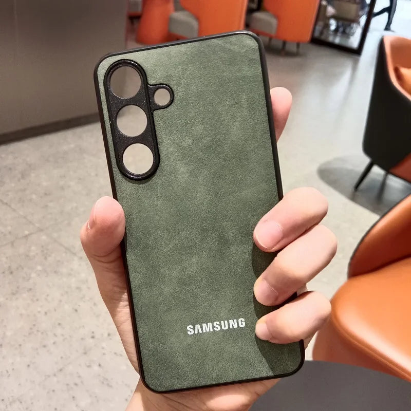 For Samsung Galaxy A57 A56 A55 A37 A36 A35 A26 A16 A15 A25 A17 5G Case Luxury Sheepskin Leather Shell Plain Lambskin Cover Coque