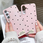 Cute White Polka Dots Phone Case For Samsung Galaxy S25 Ultra S24 FE S23 A56 5G A16 A17 A55 A36 A53 A35 A06 A07 A26 A34 Cover