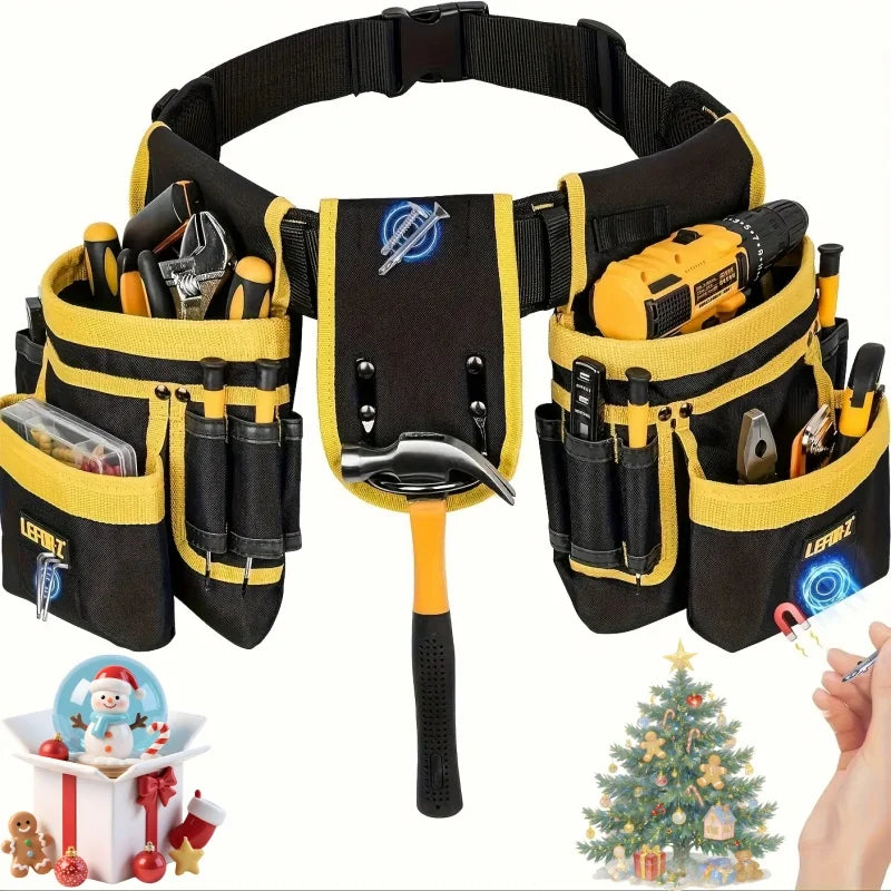 1PC Portable Professional Tool Storage Bag - Hands-Free Black Waist Pack for DIY, Woodworking & Home Repair, Holiday Gift