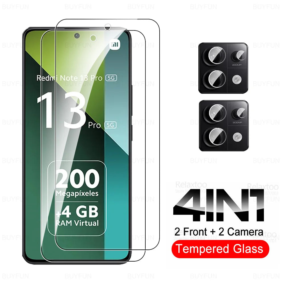 8 in 1 Tempered Glass For Redmi Note 13 15 Pro 5G Camera Glass Xiaomi Note13 14 Note14 13Pro 15Pro 4G HD Lens Screen Protector