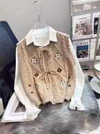 Cardigan Embroidered knitted Sweet vest Women 2026 Spring Autumn New Loose Sleeveless Sweater Waistcoat Female All-match Tops