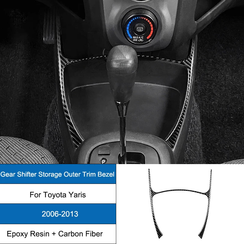 Carbon Fiber Epoxy Coated Interior Gear Shift Panel Trim Cover Sticker For Toyota Yaris 2006 2007 2008 2009 2010 2011 2012 2013