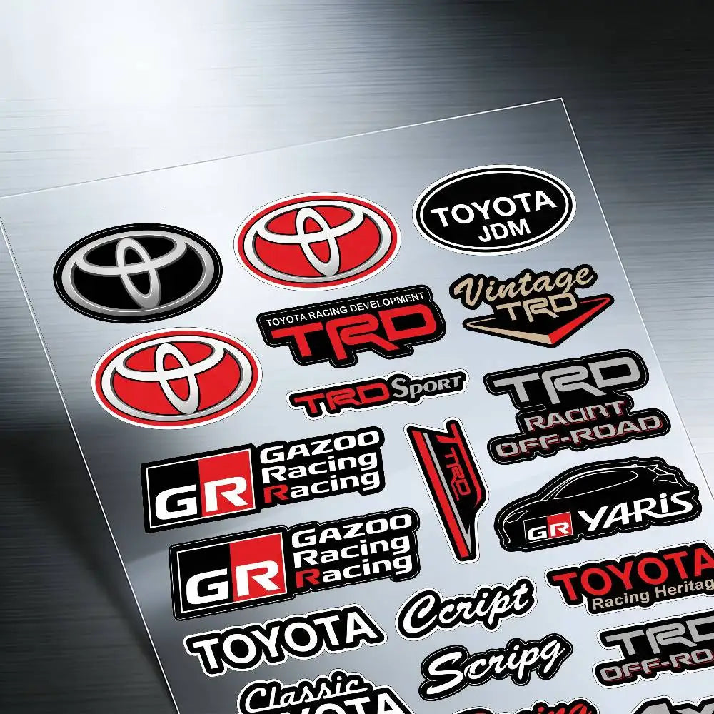 For Toyota Motorcycle Reflective Stickers Waterproof Decals For Helmet Scooter Fuel Tank Toolbox Racing
