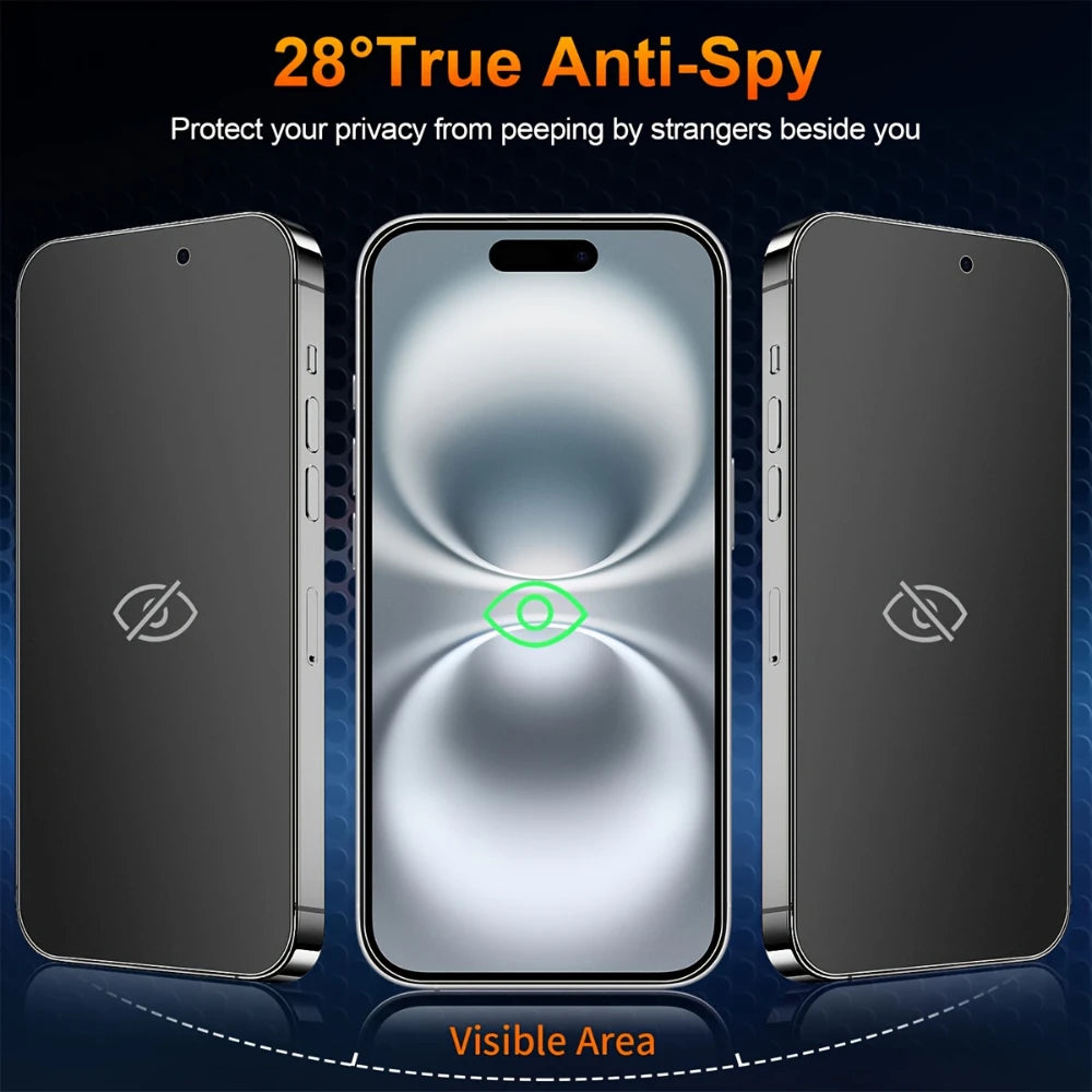 NNBILI 3pcs High-Toughness Matte Privacy Frosted Screen Protector for iPhone Series,9H+ Tempered Glass Anti-peep Protective Film