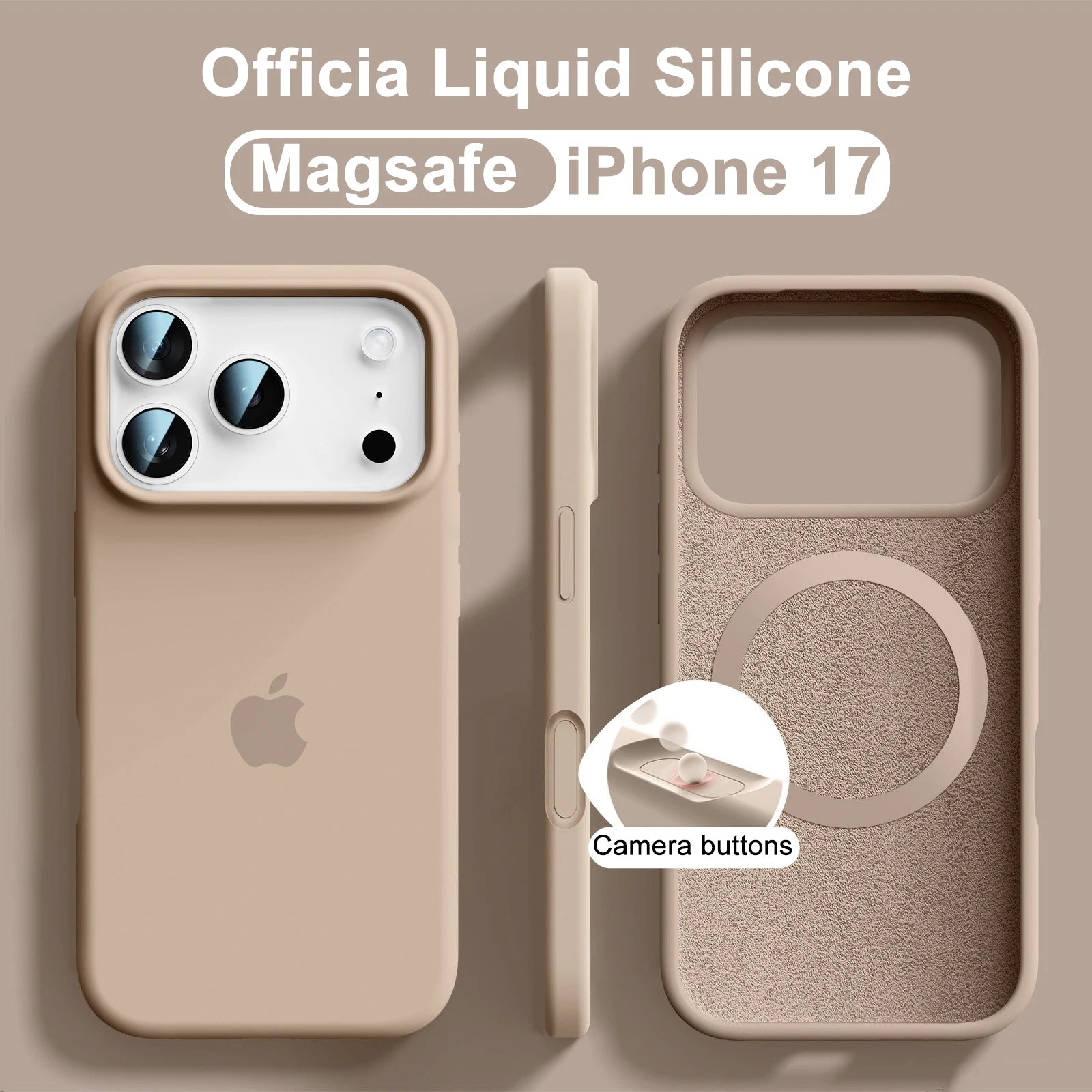Official Solid Colour Liquid Silicone Magnetic Wireless Charging Phone Case For iPhone 17 Pro Max 16 15 14 13 Soft Bumper Cover