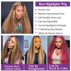 P427 250% 30-36 Inch Highlight Deep Wave Frontal Wig Omber 13x4/13x6 Hd Lace Front Wig CurlyHuman Hair 4x4 Closure Glueless Wigs