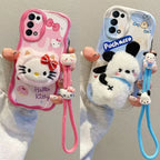 3D Kuromi Kitty Phone Case For Samsung Galaxy A55 A35 A25 A15 A05S A05 A14 A24 A34 A54 A04E A04S Wrist Strap Cartoon Plush Cover
