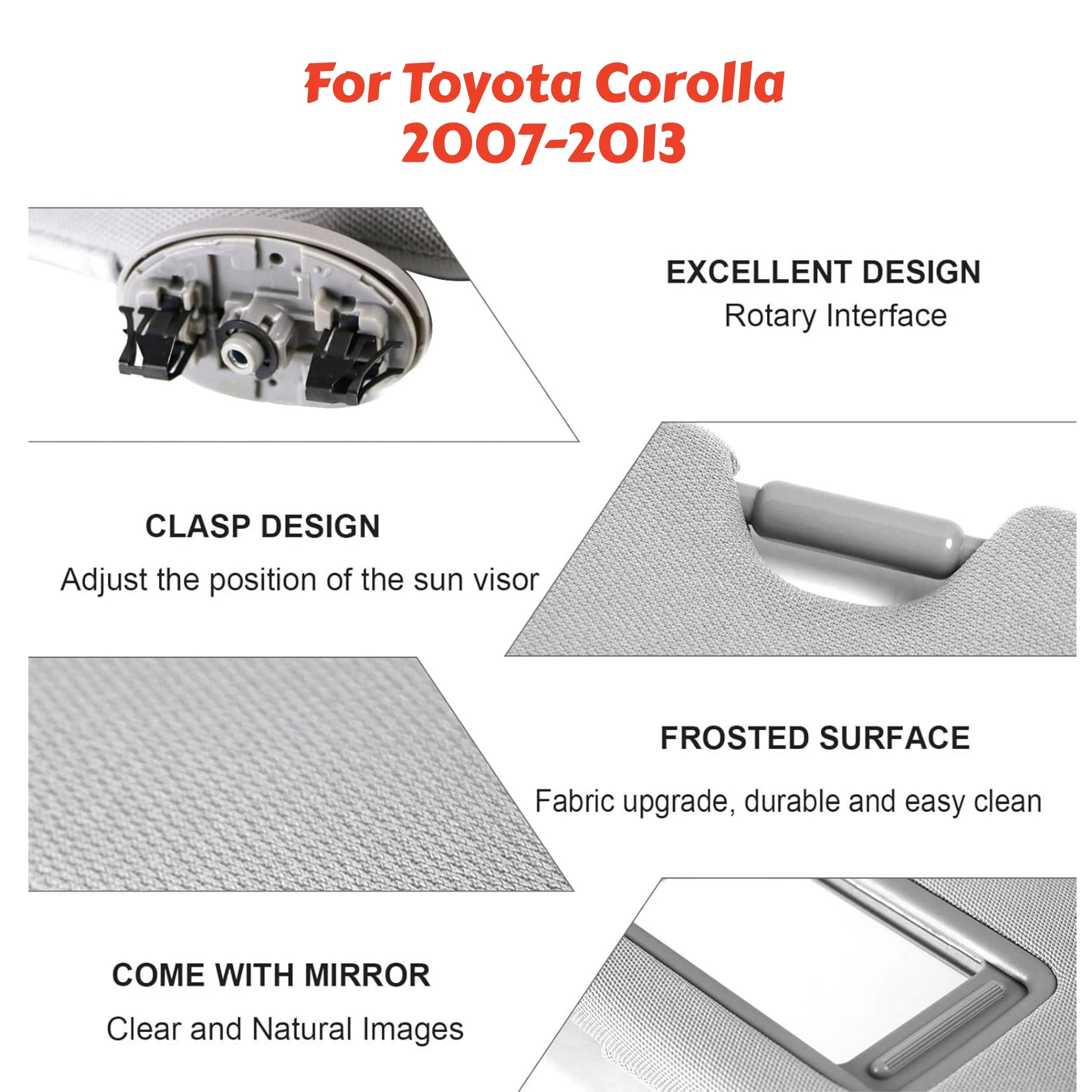 For Toyota Corolla 2001 2002 2003 2004 2005 2006 2007 2008 2009 2010-2019 Front Sun Visor Panel Driver Passenger Side Sunvisor