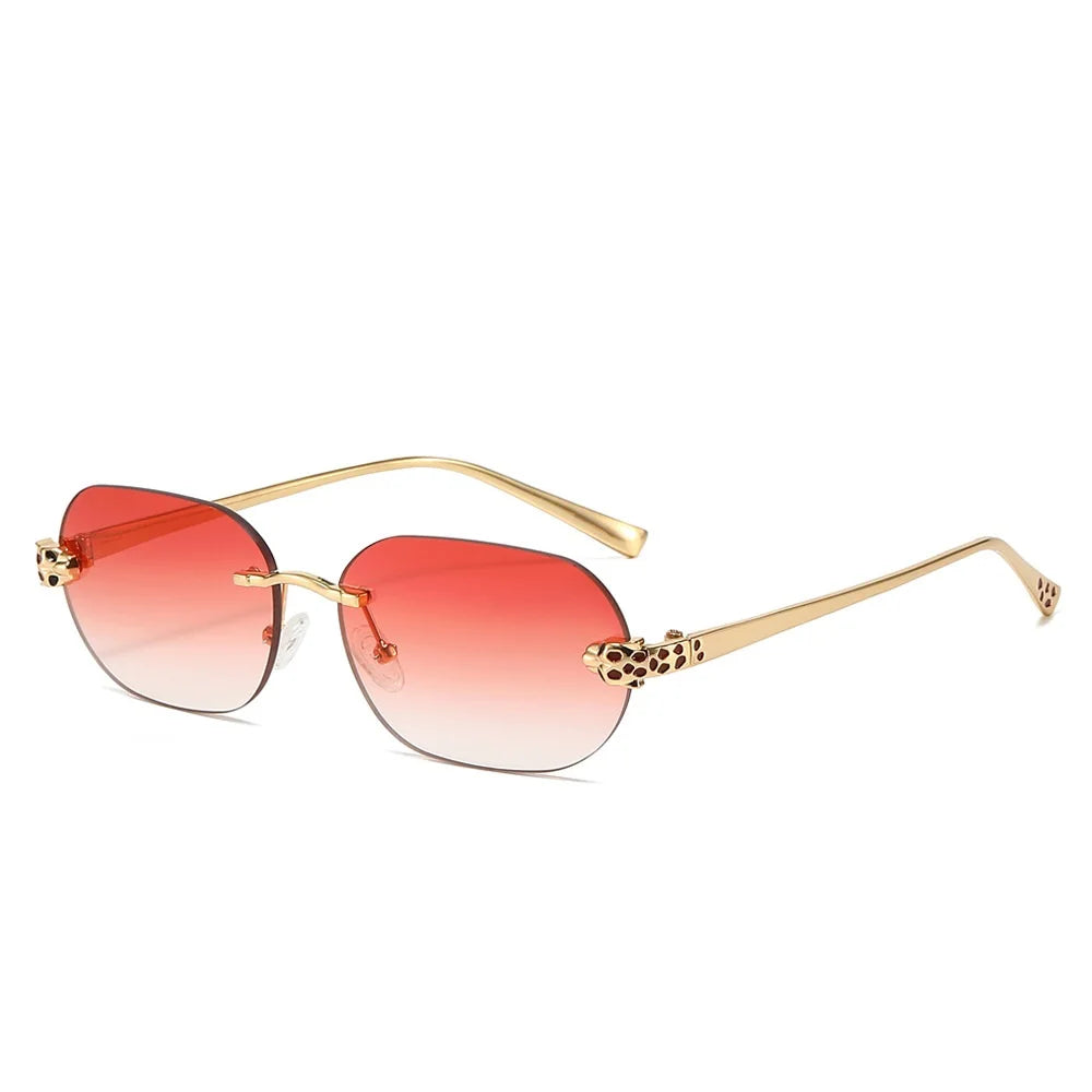 New Stylish Rimless Sunglasses for Men and Women Small Irregular Lenses Metal Frameless Black Lens Sun Glasses UV400