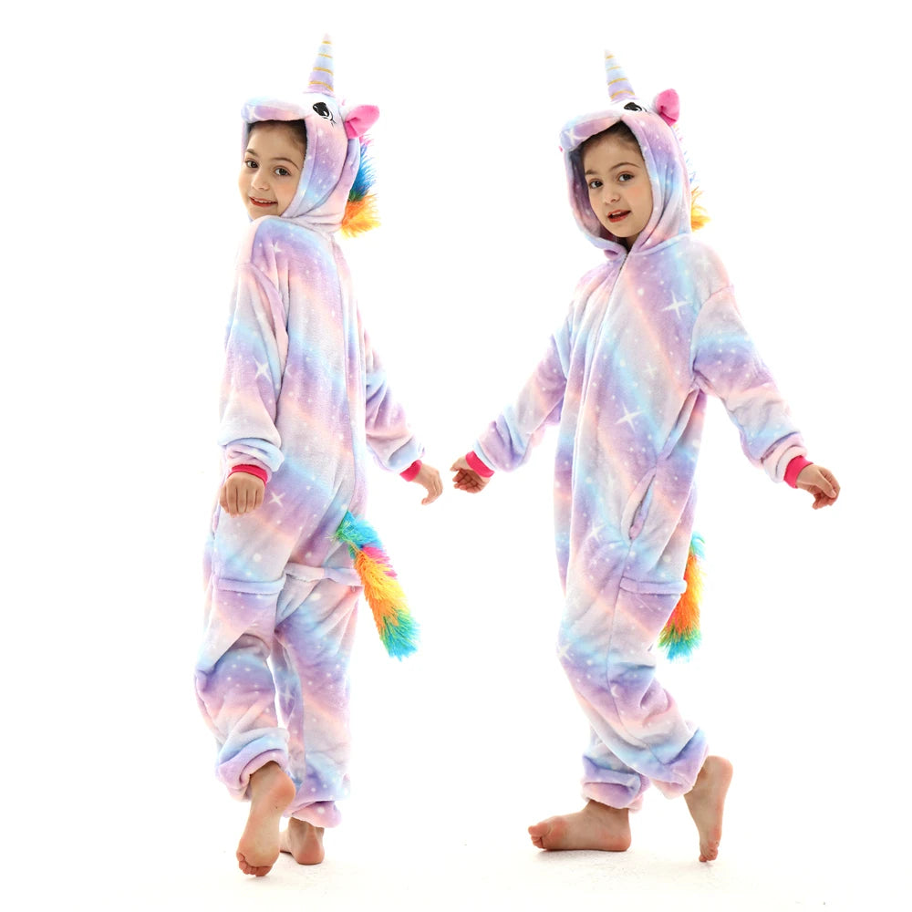 boys girls stitch kigurumi pajamas children winter flannel onesies kids panda tigger dinosaur pijama baby blanket sleepers
