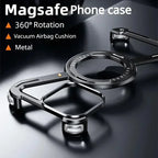 Eary Z Shape Frameless Phone Case for iPhone 17 Pro Max Air 16 15 14 13 for Magsafe Aluminum Metal Magnetic 360° Rotation Stands