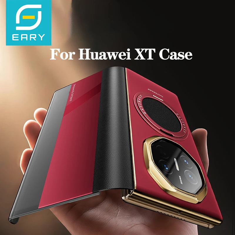Eary Phone Case for Huawei Mate XT for MagSafe 360° Rotatable Stand Leather Metal Screen Protector Full Body Flip Cover Bumper