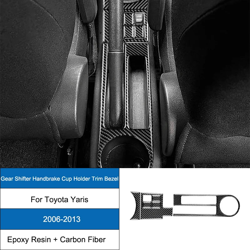 Carbon Fiber Epoxy Coated Interior Gear Shift Panel Trim Cover Sticker For Toyota Yaris 2006 2007 2008 2009 2010 2011 2012 2013