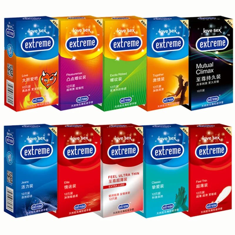 12PCS Men Condoms Natural Latex Penis Sleeve Sex Products Vaginal Stimulation Ultra Thin Condoms Safer Contraception