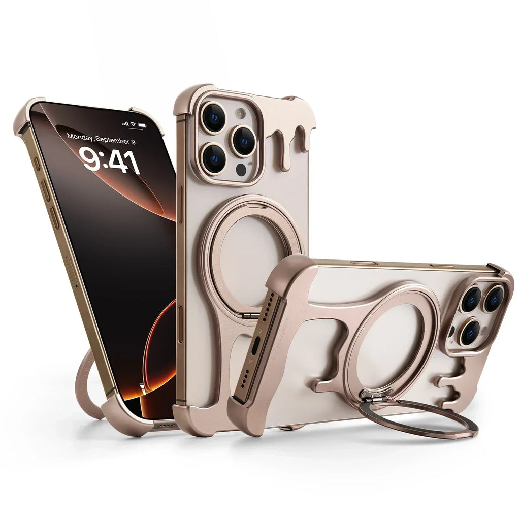 Eary Cell Phone Case for 16/15/14/13 Pro Max for Magsafe 360°Rotate Magnetic Stand Frameless Bumper Shockproof Protective Cover