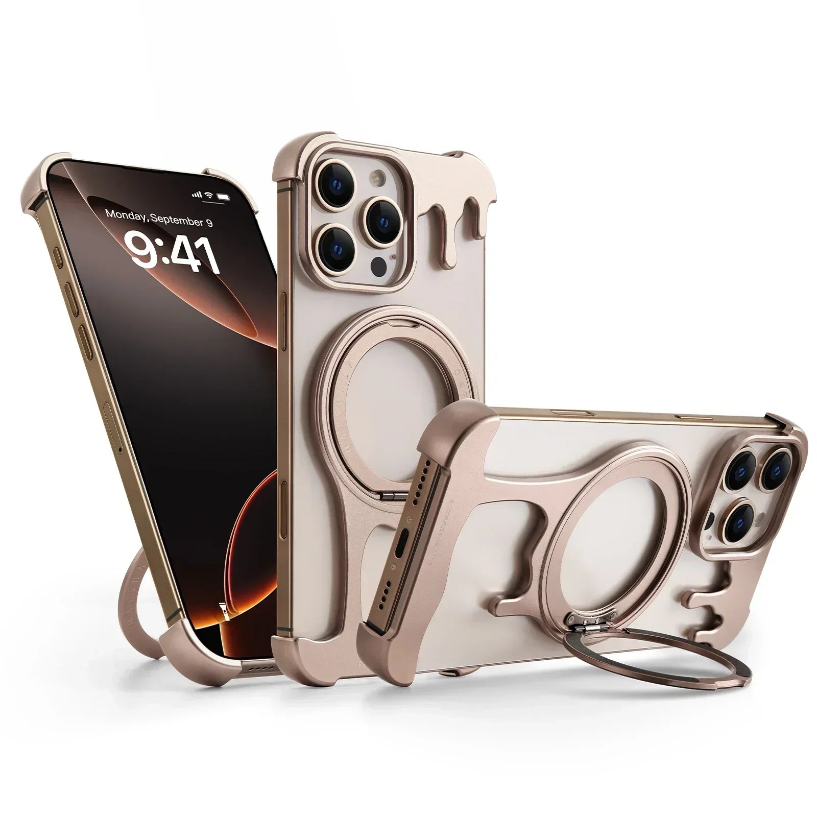 Eary Cell Phone Case for 16/15/14/13 Pro Max for Magsafe 360°Rotate Magnetic Stand Frameless Bumper Shockproof Protective Cover