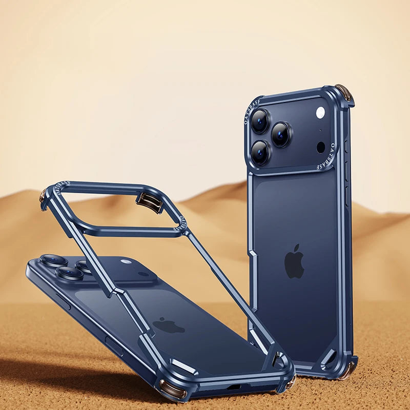 Eary Frameless Case for iPhone 17 Pro Max Air for Magsafe Metal Shockproof Protective Phone Cover Aluminum Alloy Anti-Drop Shell