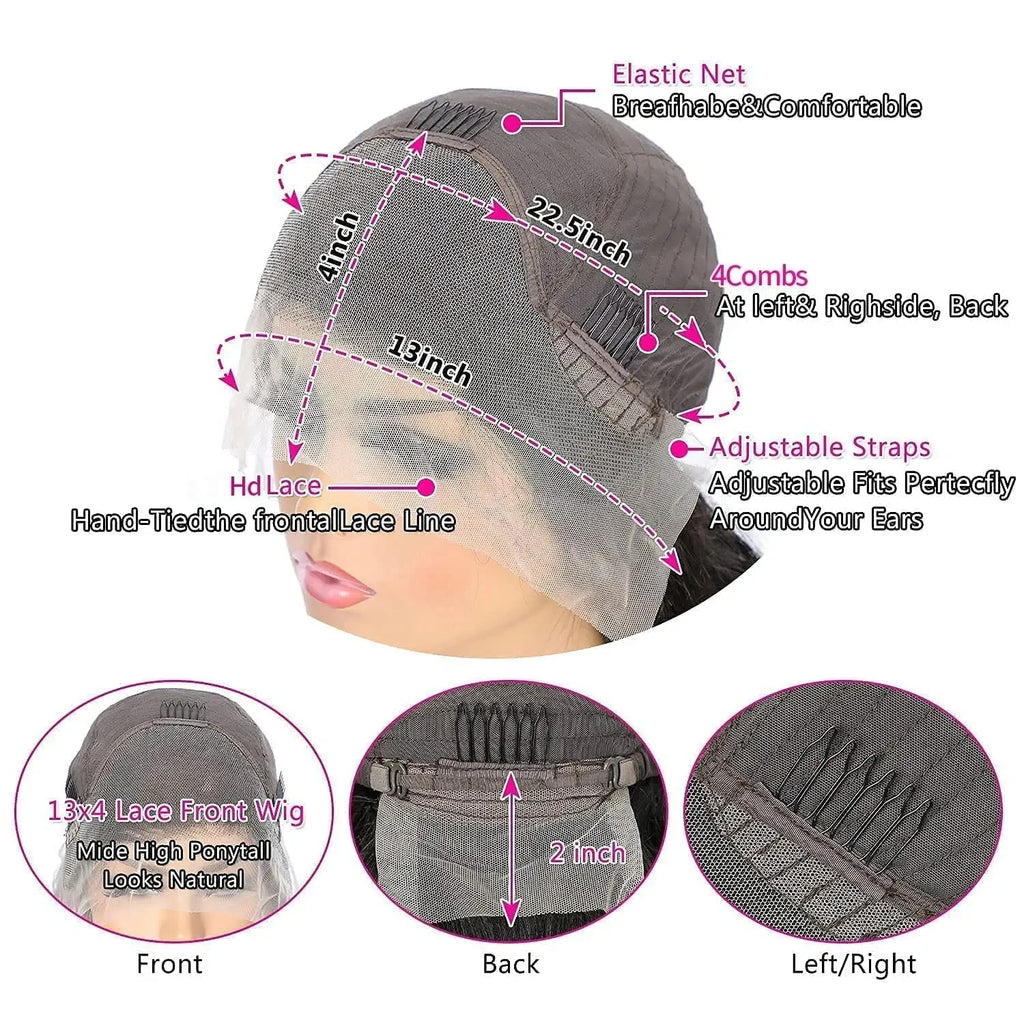 QT Brazilian 13x4 Kinky Curly Lace Front Wigs Transparent Lace Frontal Curly Wigs For Black Women Pre Plucked With Baby Hair