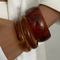 Ingemark 3Pcs/Set Vintage Brown Resin Bracelets Women New Trend Boho Stacking Up Charm Bangles Daily Party Jewelry Accessories