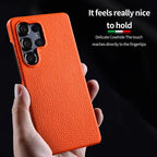 for Magsafe Case for Samsung Galaxy S26 S24 S25 Ultra Plus Natural Cowhide Leather Magnetic Protector Luxury Phone Back Cover