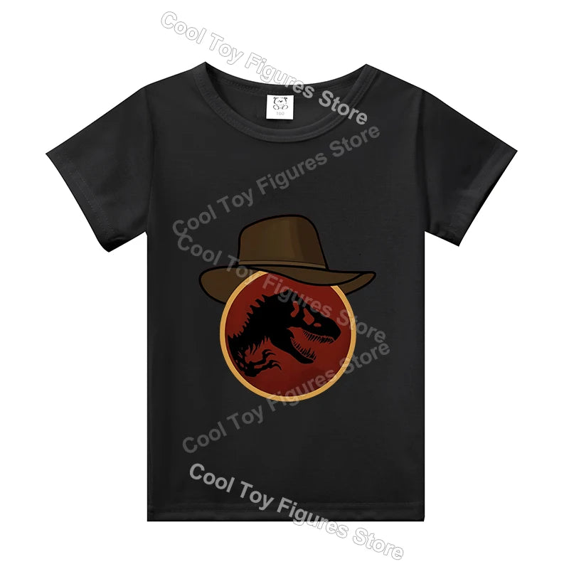 Jurassics World Series T-shirt Summer Hot Dinosaur Park Boys Girls Short Sleeve Top Trend Kids Base Clothes Birthday Gift