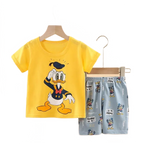 Summer Donald Duck Cartoon 2-Piece Boys Tracksuit Casual Kids Clothing Set T-shirt And Shorts Children 1-4 Years