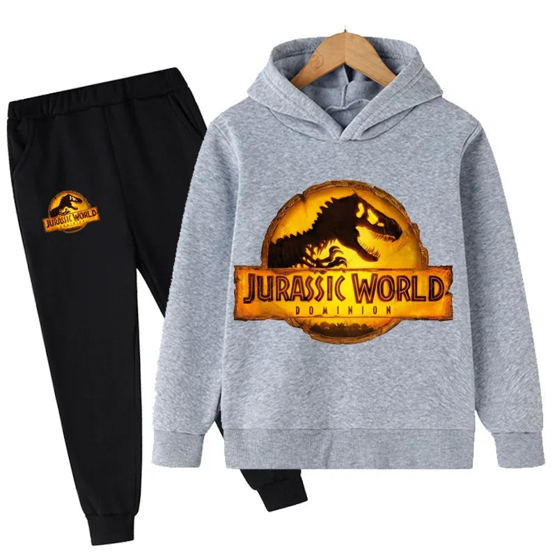Kids Jurassic World  Children Dinosaur Hoodies Pants Set  Fashion Pullovers Clothes Boys Girls Dominion Sweatshirts Hooded Suit