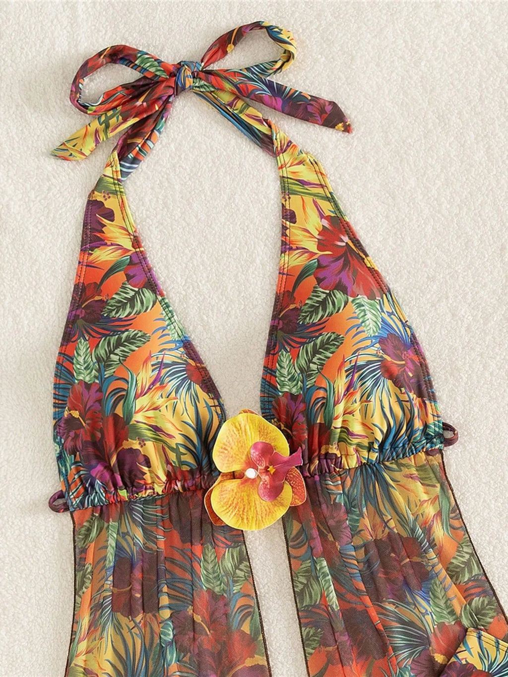 New 3D Flower Printed Tankini Halter Bikini Female Swimsuit Women Swimwear Two-pieces Bikini set Bather Bathing Suit Swim M180