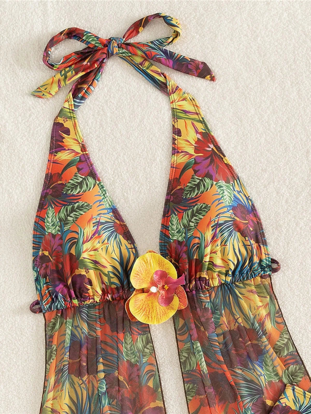 New 3D Flower Printed Tankini Halter Bikini Female Swimsuit Women Swimwear Two-pieces Bikini set Bather Bathing Suit Swim M180