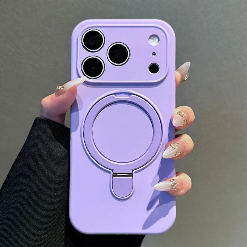 Liquid Silicone Stand Holder for Magsafe Case for iPhone 17 16 15 14 Pro Max Magnet Wireless Charge Camera Control Button Cover