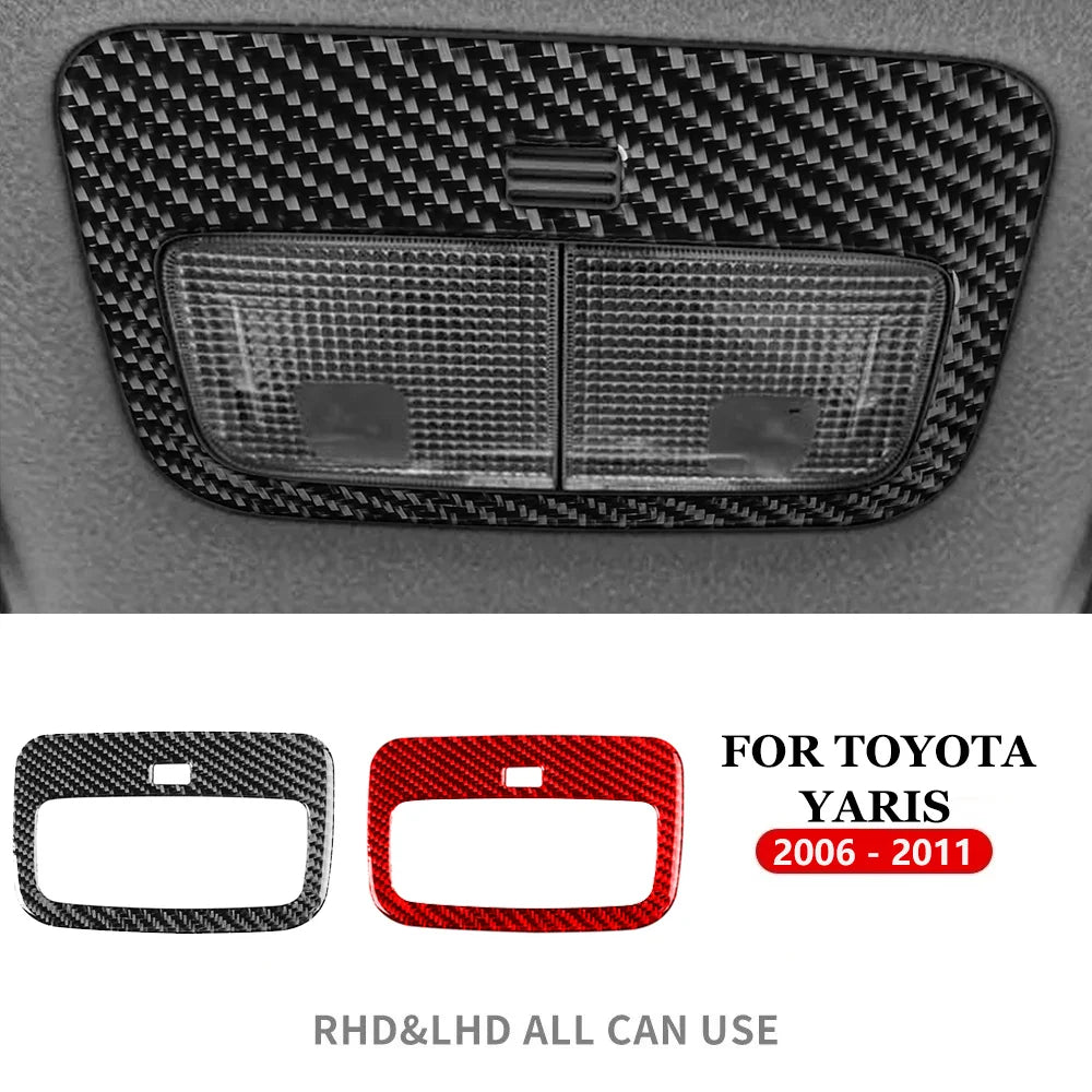 Carbon Fiber Car Reading Light Panel Sticker For Toyota Yaris 2006 2007 2008 2009 2010 2011 LHD RHD Reading Lamp Outer Trim