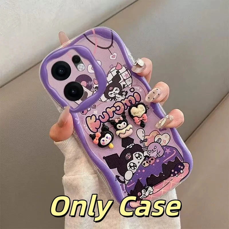 3D Kuromi Kitty Phone Case For Samsung Galaxy A55 A35 A25 A15 A05S A05 A14 A24 A34 A54 A04E A04S Wrist Strap Cartoon Plush Cover
