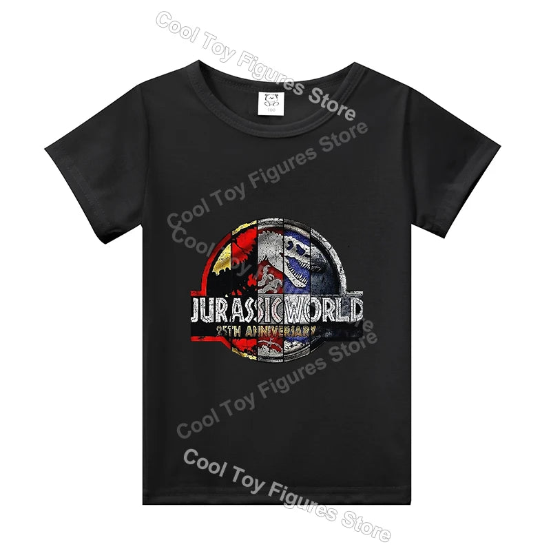 Jurassics World Series T-shirt Summer Hot Dinosaur Park Boys Girls Short Sleeve Top Trend Kids Base Clothes Birthday Gift