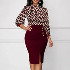 European and American sexy and fashionable digital printed long sleeved women's dress with autumn and winter British style